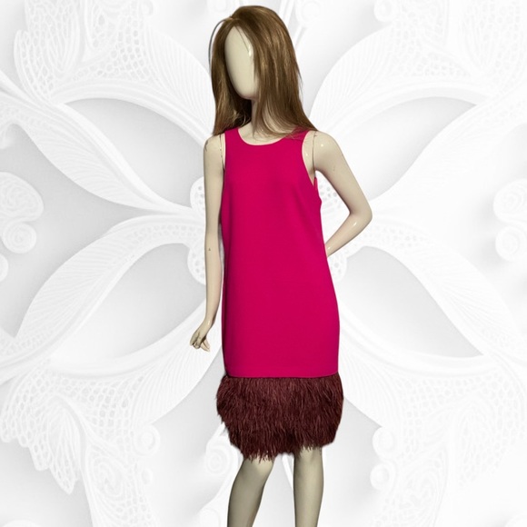Trina Turk Berry Feather Shift Dress 6 - Picture 2 of 6